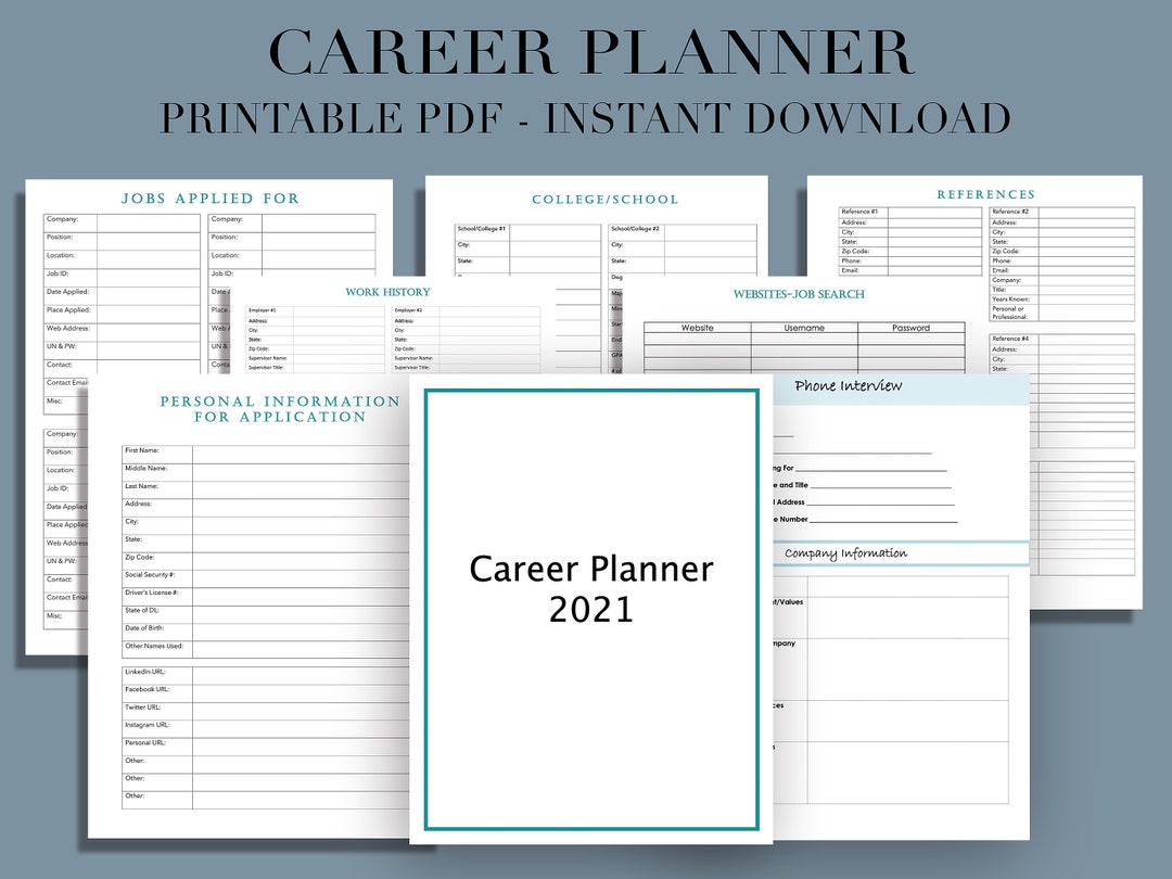 Editable Career Planner Job Application Job Search Planner Printable