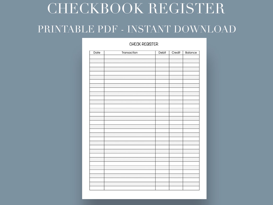 Checkbook Transactions Checkbook Transaction - Checkbook Register - Printable Planner ...