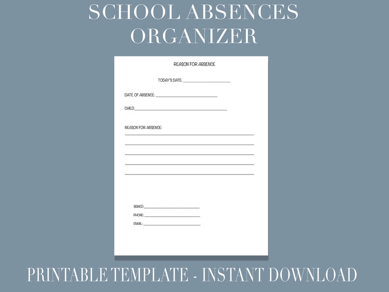Absent Worksheet Student Planner Printable-absences Tracker-student Organizer- Student ...