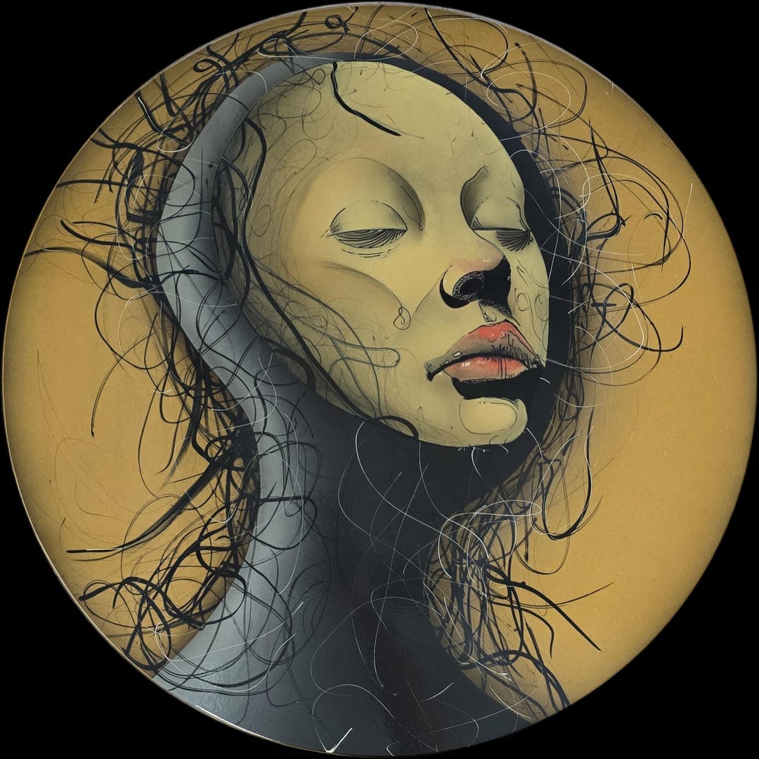 Limned Liminal Theory of Strings, Abstract Geometric Portrait, Acrylic ...