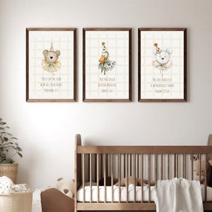 Christian Nursery Decor, Baby Bible Verse Wall Art, Watercolor Print, Scripture Print, Neutral Baby Nursery Nursery Printable Animal Nursery
