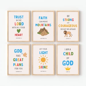 Kids Bible Verse, Wall Art, Scripture Posters, Homeschool, Church, Sunday School Decor, Christian Education, Preschool, Scripture print
