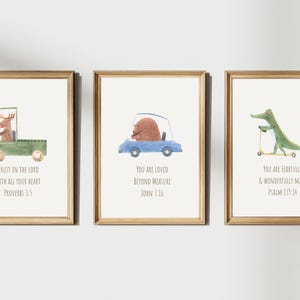 Christian Nursery Decor, Baby Bible Verse Wall Art, Car, Crocodile, Bear, Deer, Print, Scripture Print, Baby Boy or Kids Nursery, Printable