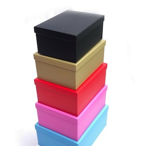 Caja de almacenamiento, caja de regalo, organizador, grande, apilable, para fiestas, estantes, tapas, para fiestas, bodas, contenedores, colores: rojo, negro, blanco, azul, dorado y rosa.