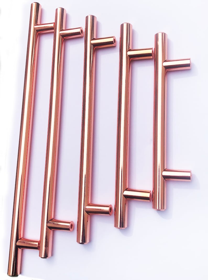 Roséguldfärgad massiv stålhandtag: Köksskåpsdörrhandtag bild 2