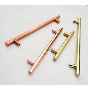 Cabinet Kitchen Handles Pull T Handle Bar  Heavy Rose Gold Brushed Copper Gold Cupboard Bedroom