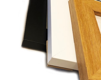 Bred MDF-tavelram: Svart, Valnöt, Plexiglas (A3, A4, A5)