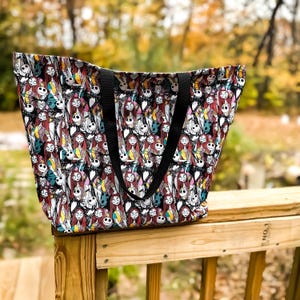 Sac fourre-tout Disney L'Étrange Noël de Jack et Sally à motifs toile décontractée mignon esthétique shopping épicerie cartable écolier enseignant