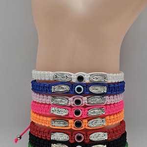 Evil Eye Bracelet, Pulsera Con Ojo y medallas de La Virgen De Guadalupe.
