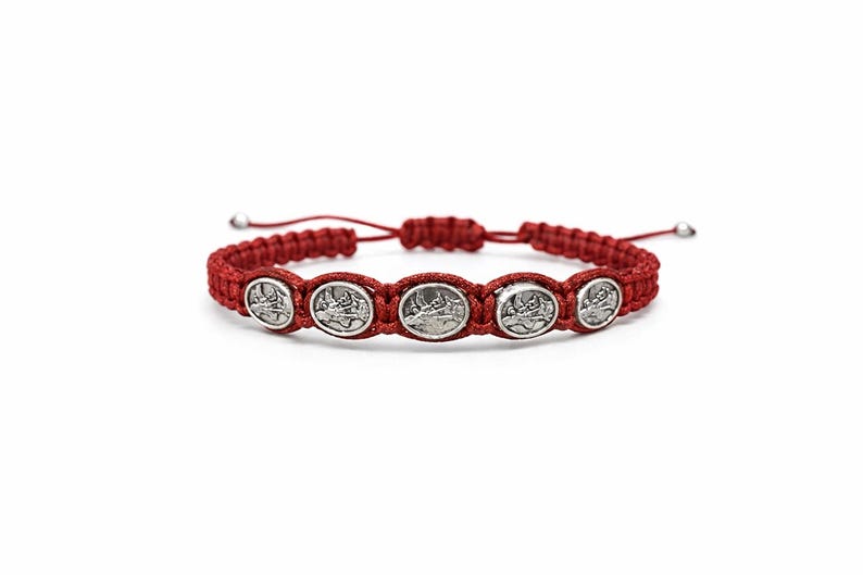 Michael Archangel Bracelet – Fine Macrame – 5 Medals – Adjustable Unisex – 18 Colors image 11