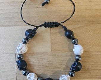 Blessed - Santa Muerte Bracelet protection and balance. Skull carved bracelet