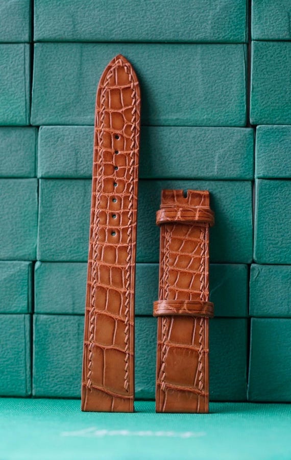 Uhrenarmband Leder Alligator braun 24 mm 23 mm 22 mm 21 mm 20 mm