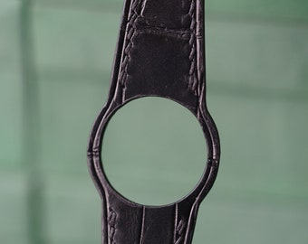 Alligator Black Leather Watch Strap LEACUS Handmade Leather Watch Straps