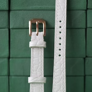 Alligator White Leather Watch Strap - Handmade Leather Watch Straps LEACUS