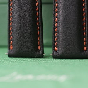 Swift Black Leather Watch Strap 24mm 23mm 22mm 21mm 20mm 19mm 18mm 16mm 14mm LEACUS Handmade Leather Watch Straps