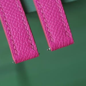 Genuine Epsom Leather Hot Pink Watch Strap 24mm 23mm 22mm 21mm 20mm 19mm 18mm 16mm 14mm LEACUS  Handmade Leather Watch Straps