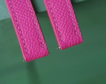 Genuine Epsom Leather Hot Pink Watch Strap 24mm 23mm 22mm 21mm 20mm 19mm 18mm 16mm 14mm LEACUS  Handmade Leather Watch Straps