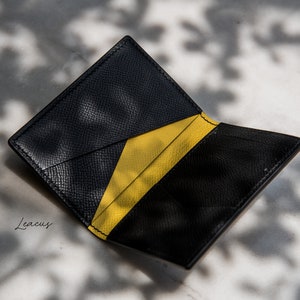 Handmade cardholder, minimalist card wallet, compact wallet leather, slim leather wallet, front pocket wallet, pocket organizer LEACUS image 3