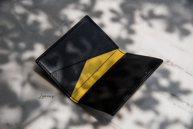 Handmade cardholder, minimalist card wallet, compact wallet leather, slim leather wallet, front pocket wallet, pocket organizer LEACUS image 3