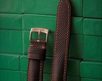 Epsom Brown Leather Watch Strap 24mm 23mm 22mm 21mm 20mm 19mm 18mm 16mm 14mm LEACUS Handmade Leather Watch Straps