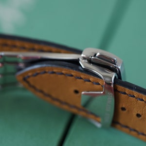 Ostrich Navy Leather Watch Strap 24mm 23mm 22mm 21mm 20mm 19mm 18mm 16mm 14mm LEACUS Handmade Leather Watch Straps