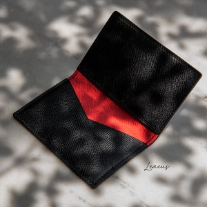 Tarjetero de piel, tarjetero de piel de becerro, cartera compacta, tarjetero minimalista, cartera de piel delgada, cartera bolsillo delantero LEACUS LEACUS