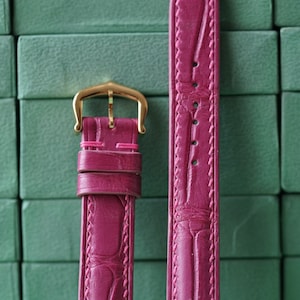 Alligator Pink Leather Watch Strap - Handmade Leather Watch Straps LEACUS