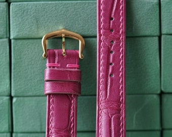 Alligator Pink Leather Watch Strap - Handmade Leather Watch Straps LEACUS
