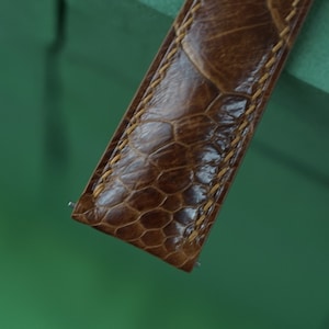 Ostrich Brown Leather Watch Strap 24mm 23mm 22mm 21mm 20mm 19mm 18mm 16mm 14mm LEACUS Handmade Leather Watch Straps