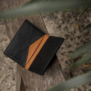 Handmade cardholder, compact wallet leather, minimalist card wallet, slim leather wallet, front pocket wallet, pocket organizer LEACUS