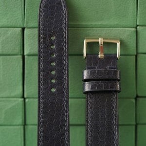 Sea Snake Navy Leather Watch Strap 24mm 23mm 22mm 21mm 20mm 19mm 18mm 16mm 14mm LEACUS Handmade Leather Watch Straps