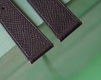 Genuine Epsom Leather Black Watch Strap 24mm 23mm 22mm 21mm 20mm 19mm 18mm 16mm 14mm LEACUS Handmade Leather Watch Straps