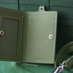 Bifold Epsom Vert Criquet Leather Pass Case, Lanyard ID