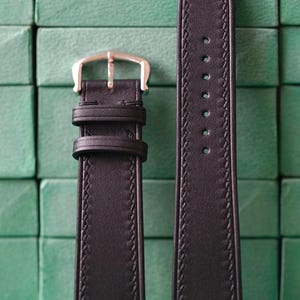 Box Calf Black Leather Watch Strap 24mm 23mm 22mm 21mm 20mm 19mm 18mm 16mm 14mm LEACUS Handmade Leather Watch Straps