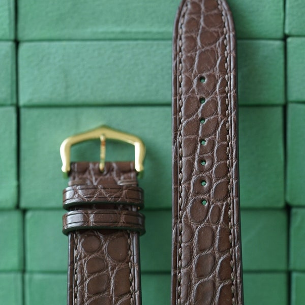 Alligator Brown Leather Watch Strap - Handmade Leather Watch Straps LEACUS