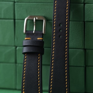 Swift Dark Navy Leather Watch Strap 24mm 23mm 22mm 21mm 20mm 19mm 18mm 16mm 14mm LEACUS Handmade Leather Watch Straps