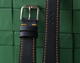 Swift Dark Navy Leather Watch Strap 24mm 23mm 22mm 21mm 20mm 19mm 18mm 16mm 14mm LEACUS Handmade Leather Watch Straps