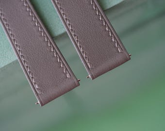 Swift Grey Leather Watch Strap 22mm 20mm 19mm 18mm LEACUS Handmade Leather Watch Straps