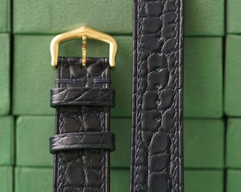 Alligator Navy Leather Watch Strap 24mm 23mm 22mm 21mm 20mm 19mm 18mm 16mm 14mm LEACUS Handmade Leather Watch Straps