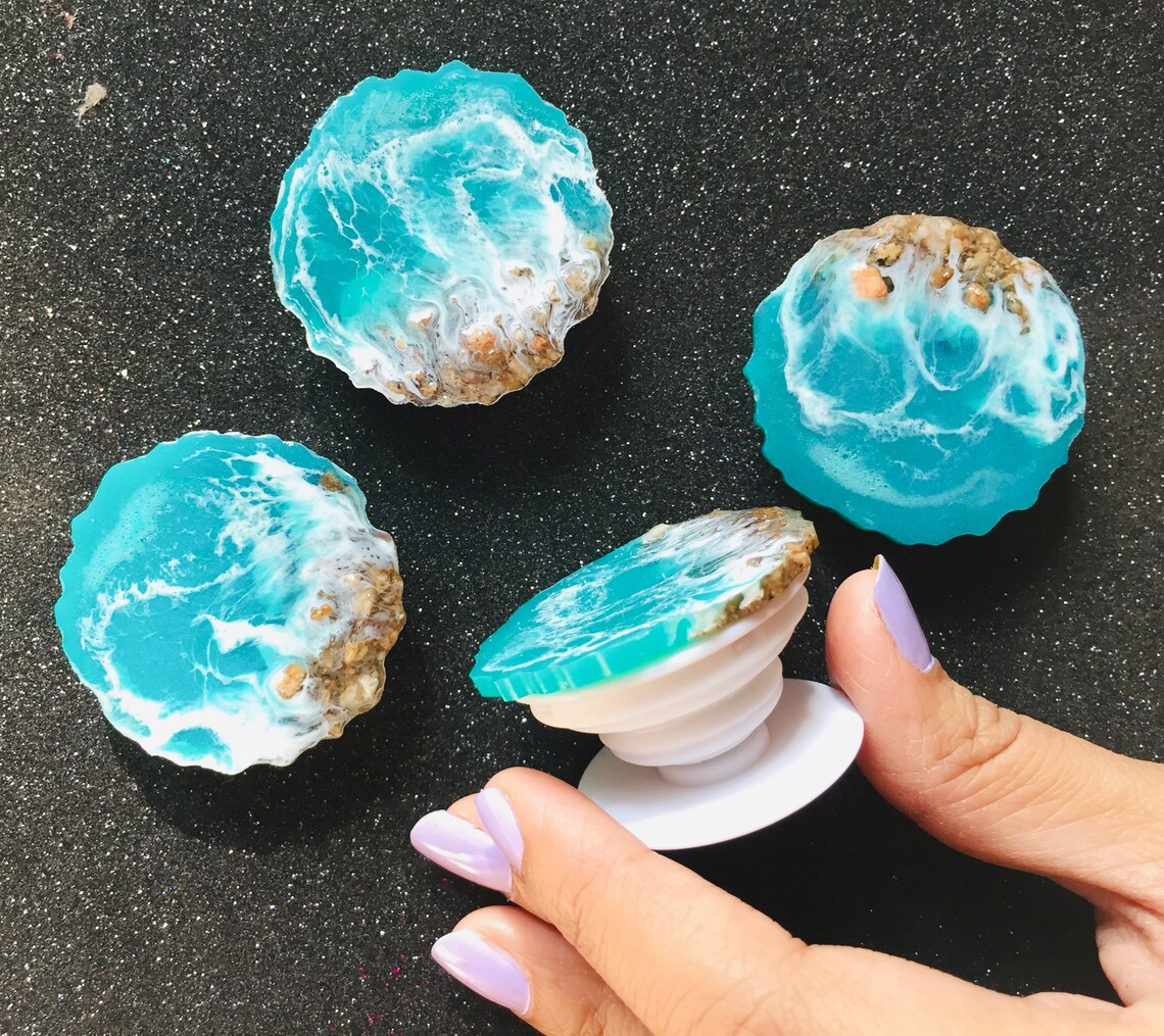 Pop socket resin pack of 4Beach resin pop socket Etsy