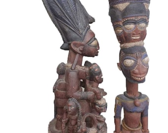 Hand Carved Antiquity from Yoruba Land - OSUN Olomo Yoyo & ILU LADI Ogboni Fraternity Drum