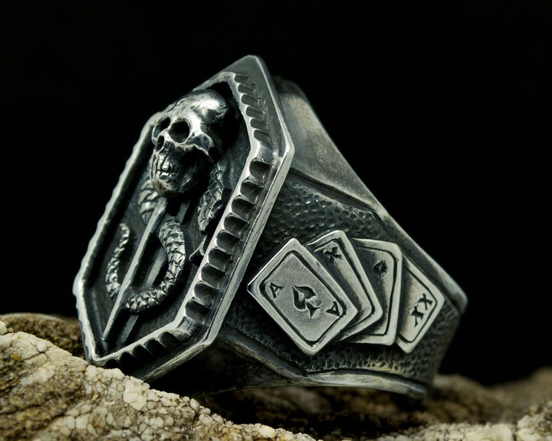 Silver Snake Ring Ace of Spades Ring Edgy Jewelry Etsy