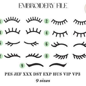 Eyelashes embroidery files bundle,doll making eye lashes embroidery, pes eyelash embroidery,eye embroidery dst,exp,hus,jef,pes,vip,vp3,xxx