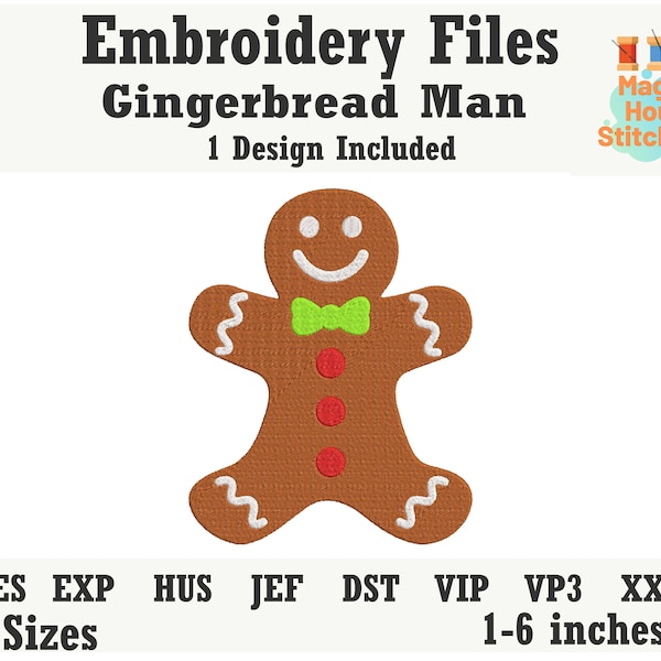 Christmas Gingerbread Man Machine Embroidery File,Gingerboy Embroidery File,dst,exp,hus,jef,pes,vip,vp3,xxx,Christmas Ornament Embroidery