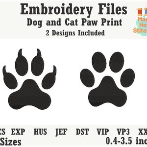 Dog and Cat Paw Embroidery File Digital Download