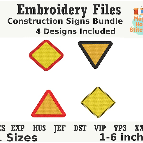 Construction Signs Embroidery Files