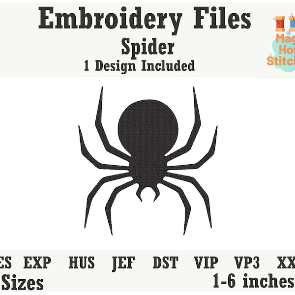 Spider Halloween Embroidery File,Halloween Design,Halloween Design,Insect Embroidery Design,witch pes,Spider dst,exp,hus,jef,pes,vip,vp3,xxx