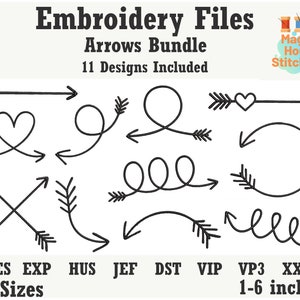 Arrows bundle embroidery file,heart arrow embroidery file pes,hand drawn arrow embroidery bundle,swirl arrow dst,exp,hus,jef,pes,vip,vp3,xxx