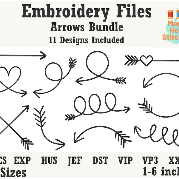 Arrows bundle embroidery file,heart arrow embroidery file pes,hand drawn arrow embroidery bundle,swirl arrow dst,exp,hus,jef,pes,vip,vp3,xxx