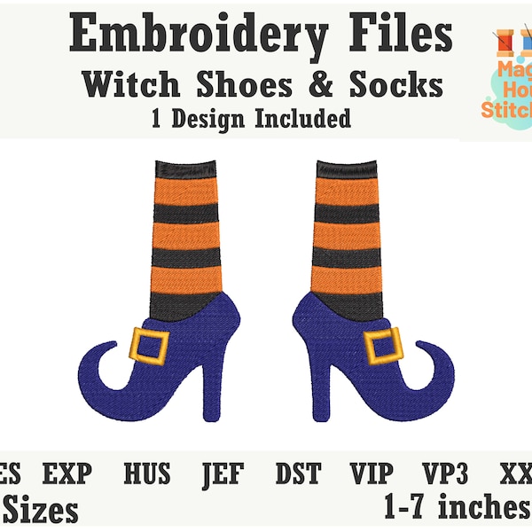 Witch Shoes Socks Machine Embroidery Design,Witch Embroidery file,Witch Shoes Embroidery,Witch Halloween dst,exp,hus,jef,pes,vip,vp3,xxx